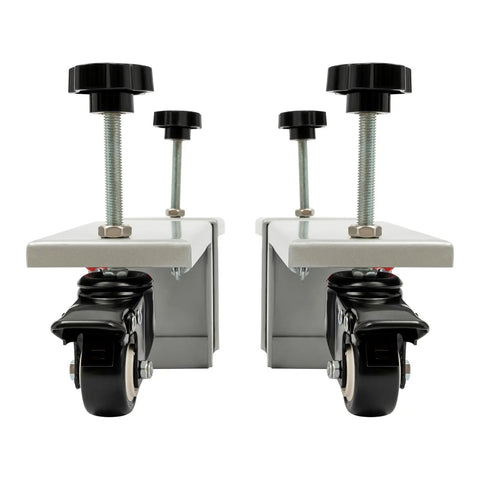 Heavy Hitter Door Dolly Cart 2 Pack 1000 Lb Capacity Steel Frame With 360 Swivel Brakes For Easy Panel Moves smooth steel frame with black wheels and adjustable screws.