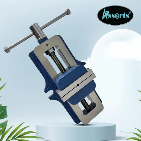 Beefy Four Inch Self Centering Vise with Fixed Base in Heavy Duty Cast Iron for Machining 100 mm Jaw Width, Precision Alignment