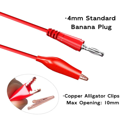 Back Probe Kit With Banana Plug To Copper Alligator Clips For Automotive Test Leads Set, 4mm Plug and 10mm Clip Opening