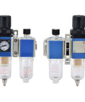 Compact Pro Grade FRL Unit With Regulator And Lubricator And Oil Separation For Industrial Pneumatic Tools, front view