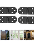 Heavy Duty 4 Pack 180 Degree Solid Hinge In Black Round Edge Zinc Alloy 80x30x2.2mm with screws for folding tables