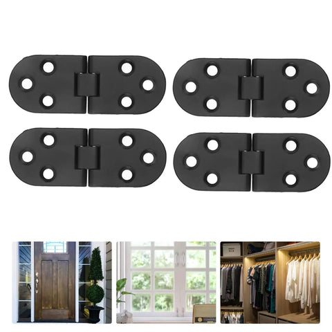 4 Pack Flush Mount Hinges Zinc Alloy 2.2mm 180 Degree Opening Heavy Duty Cabinet Hinges For Folding Tables Sewing Machine Cabinets RV Conversions 30000 Plus Cycles displayed in black, suitable for doors and windows usage shown below.
