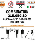 Top Shelf Premium 10 Inch Combination Saw Blade With Fifty Teeth And Five Eighths Inch Arbor Laser Cut Steel detailed specs image.