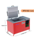 Heavy-Duty 12 Gallon Ultrasonic Cleaner With Digital Heater Timer, Top Shelf Stainless Steel Tank, red with dimensions shown