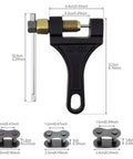 Beefed Up Motorcycle Chain Link Breaker And Pin Removal Tool With 10 Master Links, dimensions labeled, fits 420 428 530 roller chains