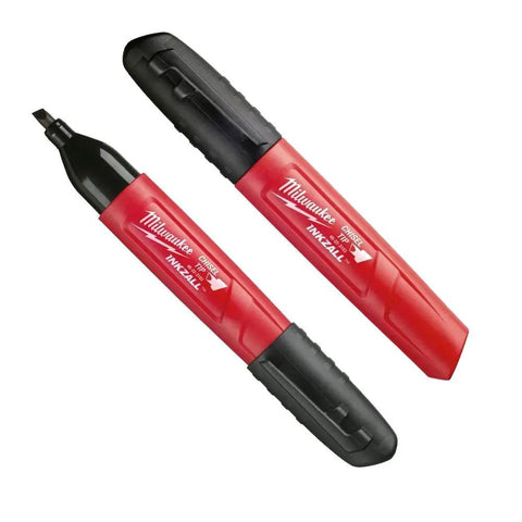 Inkzall Chisel Tip Multi Surface Jobsite Marker That Writes Through Dusty, Wet, and Oily Surfaces With Water, Oil, and Dust Resistance Tough As Nails Durable Marker Tip for Concrete OSB and Rough Surfaces 2 Pack