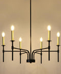 Black Farmhouse Chandelier with six lights, modern industrial metal pendant fixture for dining room and kitchen island, 24 inch rustic lighting.