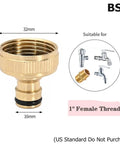 Drip Irrigation Fitting Kit With 10 Pcs Brass Garden Hose Quick Connectors For Instant Snap Link And Easy Repair To Keep Your Outdoor Watering System Running Smoothly, 1" female thread, 32mm
