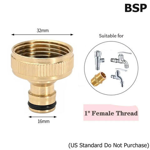 Drip Irrigation Fitting Kit With 10 Pcs Brass Garden Hose Quick Connectors For Instant Snap Link And Easy Repair To Keep Your Outdoor Watering System Running Smoothly, 1" female thread, 32mm
