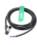 Pro Grade 4 Pin M12 A Coded Actuator Sensor Cable With Right Angle Male To Flying Leads, 2M Shielded Signal Cable