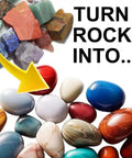 Pro Grade Rock Tumbler Kit With 3.5Lb Capacity gemstones before and after polishing transformation illustration