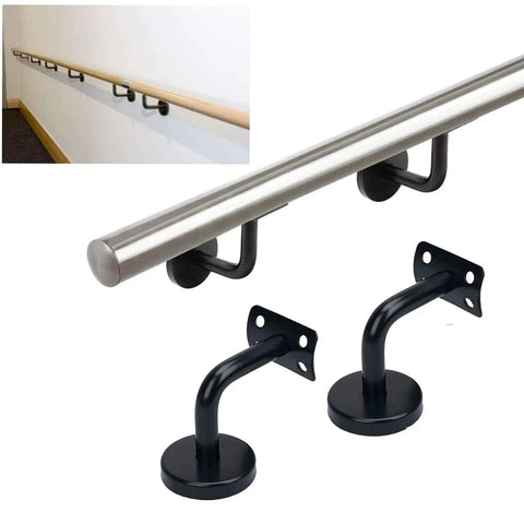 5 Pack Black Stainless Steel Handrail Brackets For Heavy Duty Staircase Support With Included Screws And Hardware, 80 Mm By 60 Mm