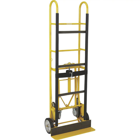 Heavy Duty Hand Truck 1200 Pound Capacity Appliance Dolly with Convertible Two or Four Wheel Design, yellow, upright view