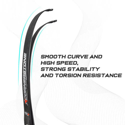 Cornerstone Carbon Fiber Recurve Limb Set For Beginners showing smooth curve and stability features