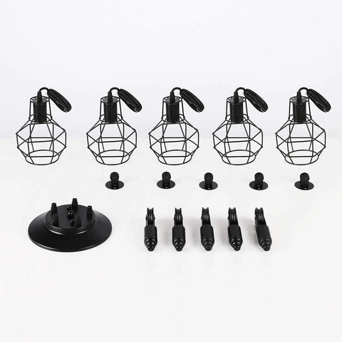 Components of Five Head Adjustable Industrial Pendant Light With Vintage Spider Design, DIY rustic chandelier parts shown