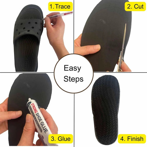Rubber Shoe Soles For Repairs Anti Slip Boot Replacement 4mm Thick Cut To Size 1 Pair installation steps