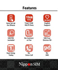 Features of Data Only SIM Card For 180 Days With 15GB High Speed 4G LTE Plus Unlimited Data No Roaming Docomo Network Japan