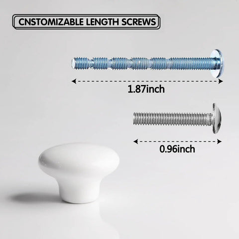 Badass White Round Cabinet Knobs For Kitchen And Farmhouse Drawers Boasting A Super Clean Slick Design with customizable screws