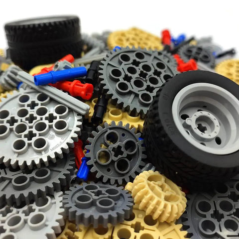Technical Gears Axle Pin Connectors And Rack Gear Set With Rubble Wheels For Creative MOC Cars And STEM Builds, 300 Plus Pieces