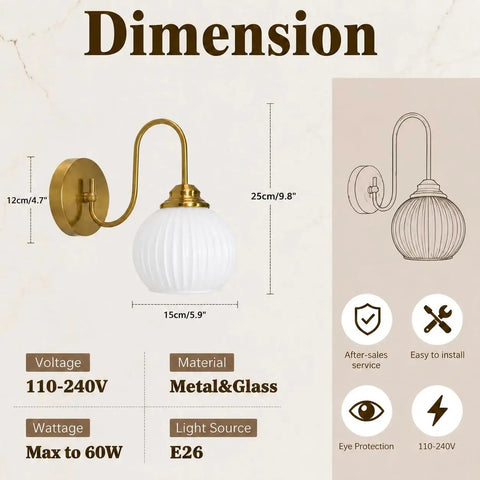 BOKT Ribbed Glass Battery Operated Wall Sconce Set of 2 with 12 RGB Colors, metal wall sconce with white ribbed glass shade.