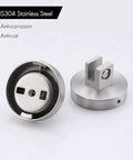 Close-up of brushed stainless steel wall mounts for Tempered Glass Bathroom Shelf With Towel Bar 20 Inch Storage Unit.