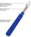 Seam Ripper And Thread Remover Kit For Quilting Leather Denim And Cross Stitch, ergonomic stitch cutter tool with blue handle