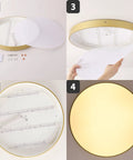 24 Inch Gold Round LED Flush Mount Ceiling Light With Three Color Temperatures 3000K 4000K 5000K 40W Modern Fixture For Bedroom Living Room Kitchen Hallway installation and illumination