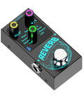 Bangin Compact Digital Reverb Guitar Pedal With 9 Modes Room Hall Chorus Duck Plate Studio Echo LoFi, True Bypass, Aluminum Alloy Case, Bright LED Indicator, Easy Dial In, top view with colorful knobs.