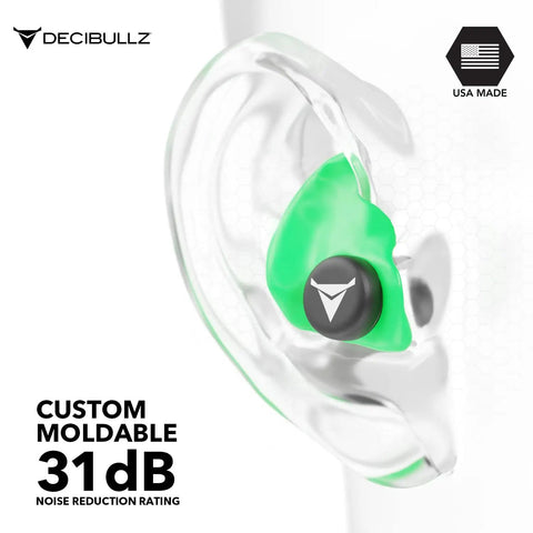 Custom Molded Earplugs With 31dB Noise Reduction Rating for Loud As Heck Environments Like Shooting Travel Swimming Work And Concerts in ear