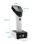 Bluetooth 1D Wireless Barcode Scanner With Hands Free CCD Reader Stand Built In Memory, dimensions labeled on image.