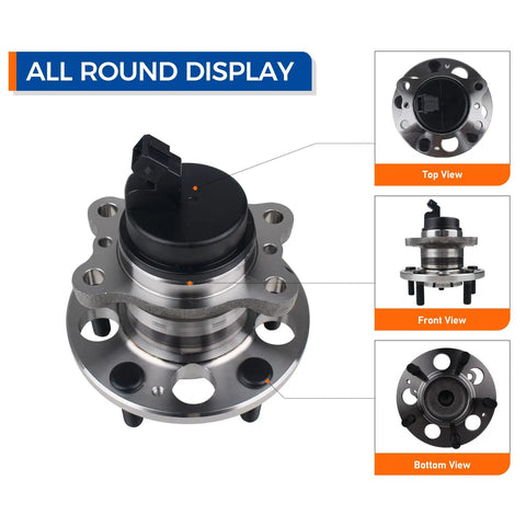 Top view and different angles of Top Grade 512495 Rear Wheel Hub And Bearing Assembly For 2014 2019 Kia Soul And 2015 2019 Soul Ev.