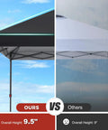 Comparison of Pop Up Canopy Shelter For Outdoor Patio, Easy One Person Setup In Minutes, Heavy Duty Frame with competitor's tent.