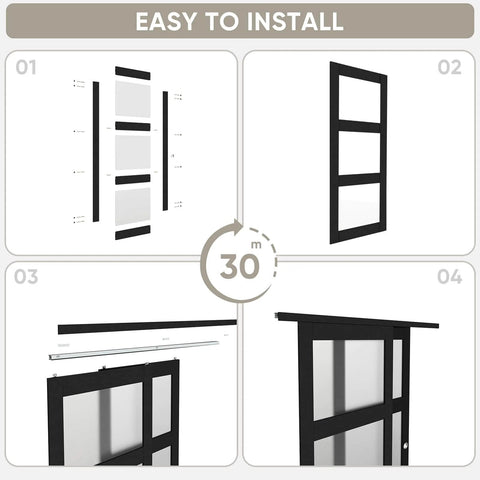 Easy install instructions for Sliding Closet Door 48 Inch Wide Two Panels Each 24.5 Inch Wide, 3 Lite Frosted Glass Bypass.