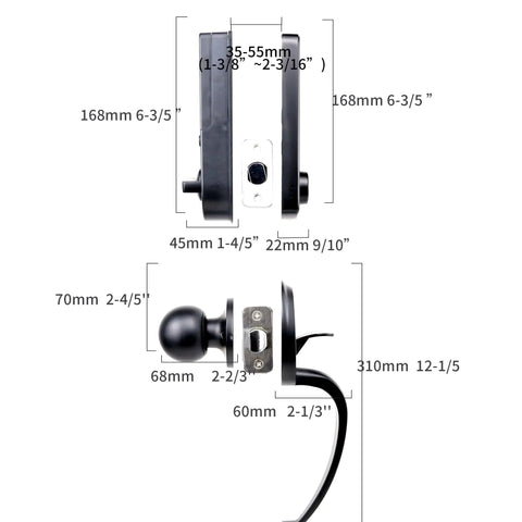Smart Door Lock With Fingerprint And Keyless Entry No Key Hassle Electronic Keypad Deadbolt Front Door Handle Set measurements
