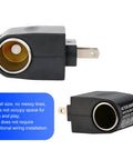 No Sweat Easy Install 220V To 12V Car Cigarette Lighter Plug Converter close-up of waterproof adapter with plug for easy use.