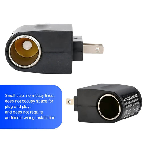 No Sweat Easy Install 220V To 12V Car Cigarette Lighter Plug Converter close-up of waterproof adapter with plug for easy use.
