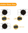 Diagram showing suitable glass sizes for the Bottom Guide For Sliding Shower Door In Brushed Gold Finish, including 6mm, 8mm, 10mm