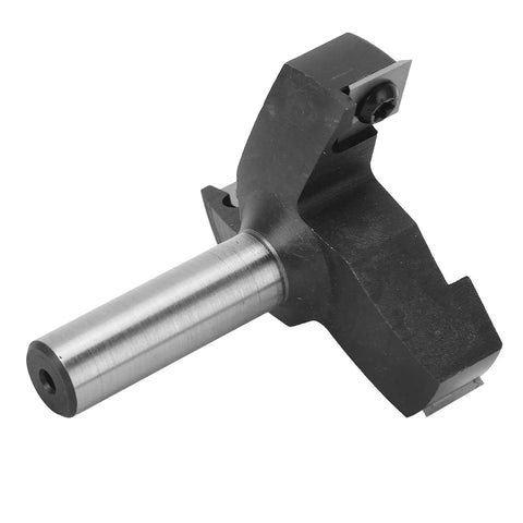 Get This Top Tier High Performance 1/2In Shank Spoilboard Surfacing Router Bit With 3 Sharp Carbide Blades For Effortless CNC Wood Planing And Smooth Surface Prepping close-up view showing durable carbide blade and shank.
