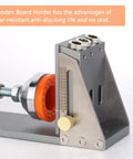 Close-up of All Metal Pocket Hole Jig Kit for DIY Woodworking showing metal body and measurement guide.