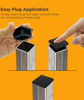 Easy plug application of three quarters inch square plastic hole plugs for square tubing and fence posts black end caps snap in inserts ten pack
