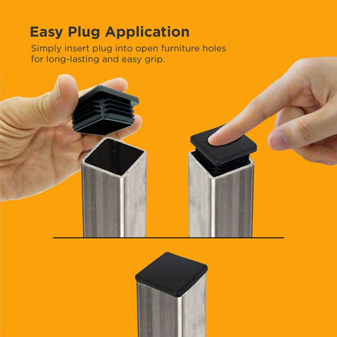 Easy plug application of three quarters inch square plastic hole plugs for square tubing and fence posts black end caps snap in inserts ten pack