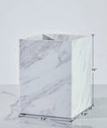 Lux Marble Wastebasket Real Stone Trash Can Rectangular Luxury Durable Bathroom Home Office Living Room Garbage Container