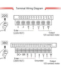 Terminal wiring diagram for Beefed-Up 5.5kW Water-Cooled CNC Spindle Motor With 4 Ceramic Ball Bearings, 125mm Mount, ER32 Collet.
