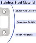 Stainless Steel Round Corner Deadbolt Strike Plate, 1 Inch By 2.25 Inch, 2 Pack With Screws, heavy duty backplate with durable features.