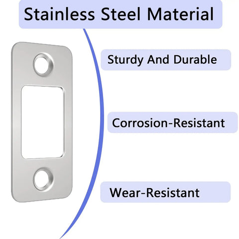 Stainless Steel Round Corner Deadbolt Strike Plate, 1 Inch By 2.25 Inch, 2 Pack With Screws, heavy duty backplate with durable features.