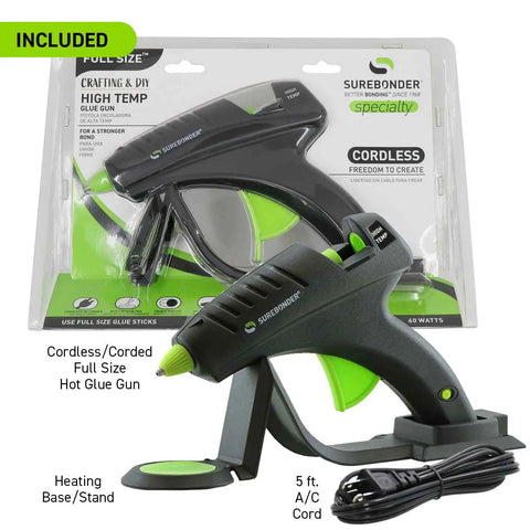 Cordless High Temperature Glue Gun 60W with Standby Base, Packaging Visible, for Metal Wood Ceramics Leather Bonding