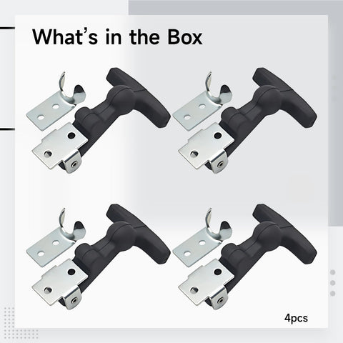 Four Pack Carbon Steel T Handle Draw Latches With Rubber Flexible Hasp Anti Rust Hood Latches Vibration Dampening