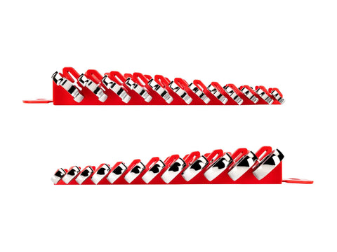 Ratcheting Wrench Set 12-Piece 8-19 Mm With Holder Included For Quick Turns displayed in red organizer