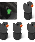 Four Pack Cute Duck Glow In The Dark Tire Valve Caps For Cars Motorcycles Trucks And Bicycles Black Titanium Alloy Build