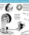 Sliding Barn Door Hangers Set 2pcs Stainless Steel No Track T Shape Compatible For All Sliding Barn Doors, components close-up